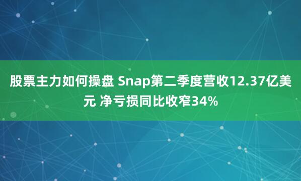 股票主力如何操盘 Snap第二季度营收12.37亿美元 净亏损同比收窄34%